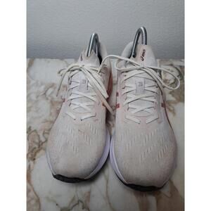 Asics DYNABLAST White/Light Garnet Knit Lace-Up Low Top Running Sneakers, 10